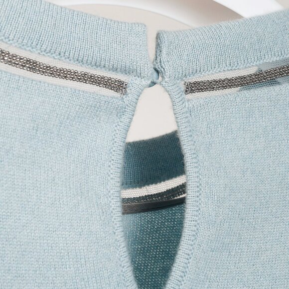 Brunello Cucinelli SS/20 Blue Cashmere Monili-Bead Sweater - Picture 7 of 13